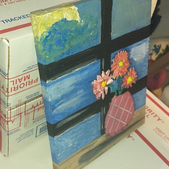 8x10 flowers on a window cill HAND PAINTED - Picture 3 of 3